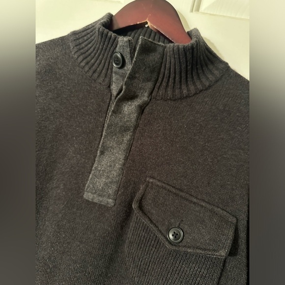 CAMBRIDGE DRY GOODS Men’s Charcoal Gray 100% Cotton & Wool Buttons Turtleneck L - Picture 3 of 12